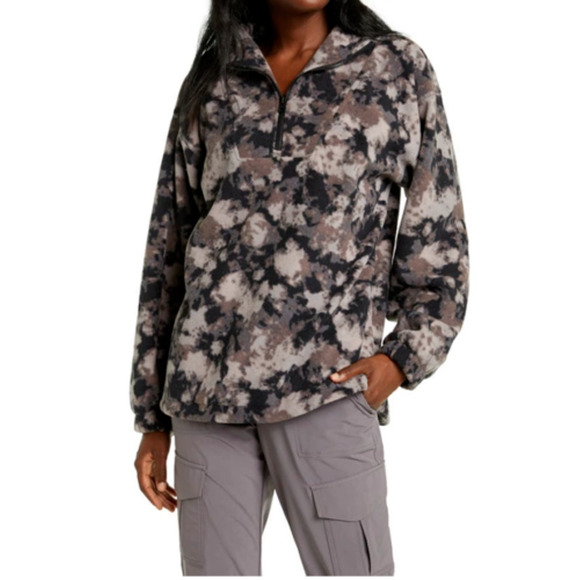 ZELLA NEW $69 Blair Polar Fleece Quarter Zip Pullover Gray‎ Camo Medium - Picture 1 of 4